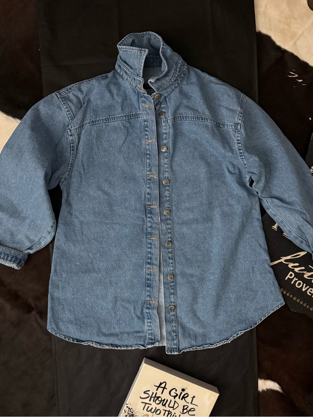 Nasty Gal Medium Blue Denim Button-Up Jacket